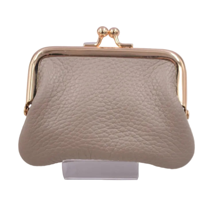 LEATHER GRANNY PURSE - TAUPE