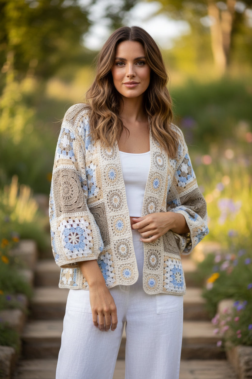COTTON CROCHET CARDI - 10-16