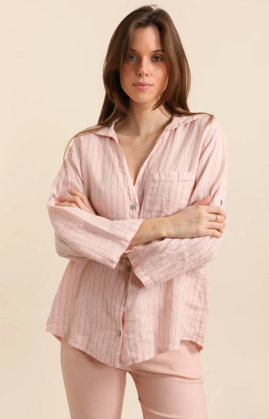 LINEN PINSTRIPE SHIRT - 8-14