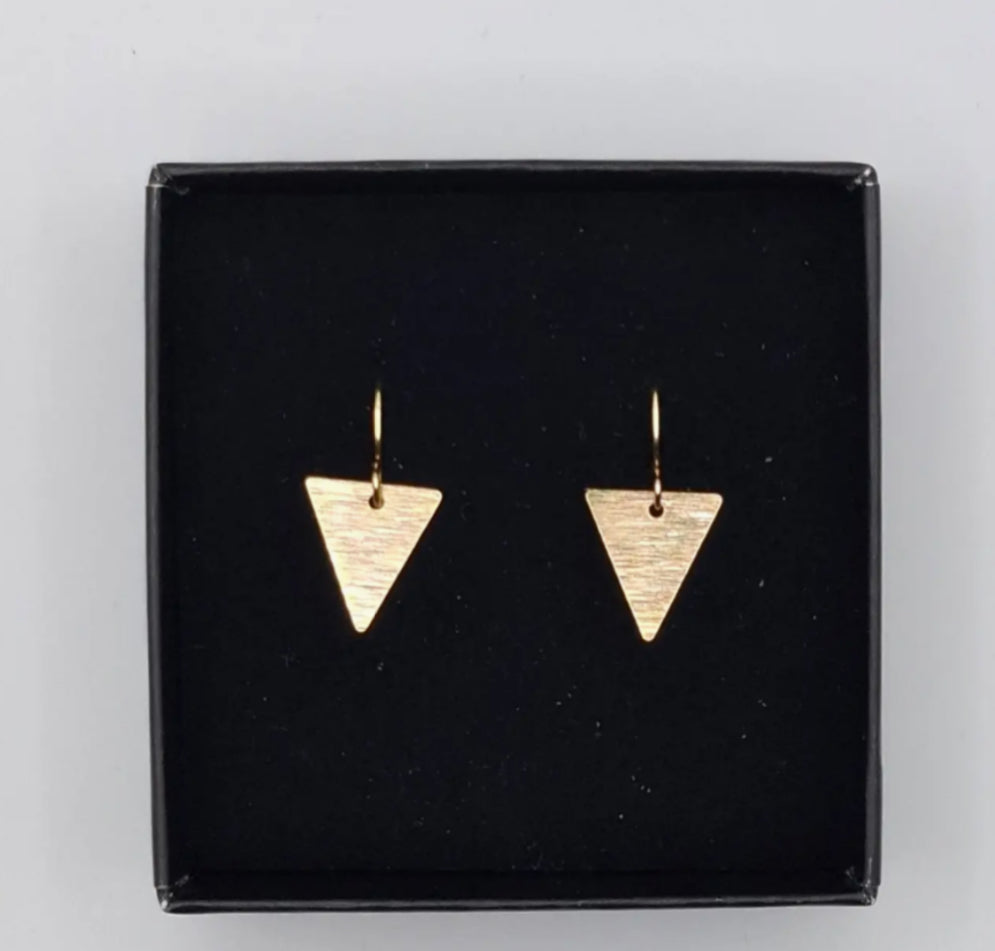 AURALINA BRASS TRIANGLE EARRINGS