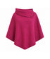 WOOL BLEND BUTTON PONCHO - FUSCHIA