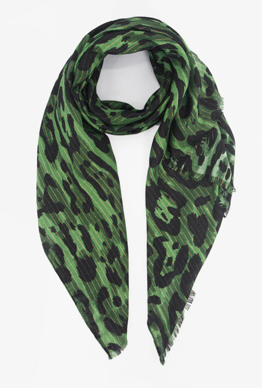 LEOPARD PRINT SCARF - GREEN