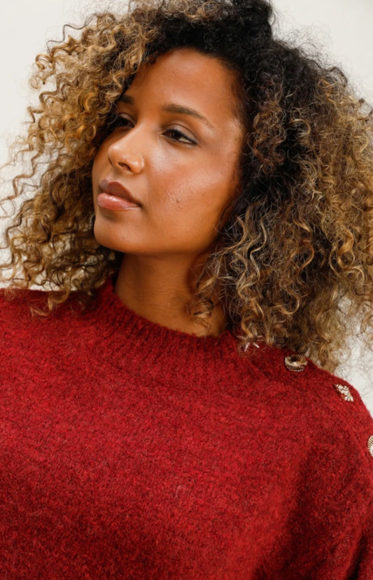 BUTTON DETAIL KNIT - 10-16 - BURGUNDY