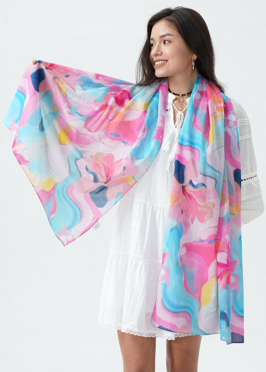 COTTON ABSTRACT PRINT SCARF