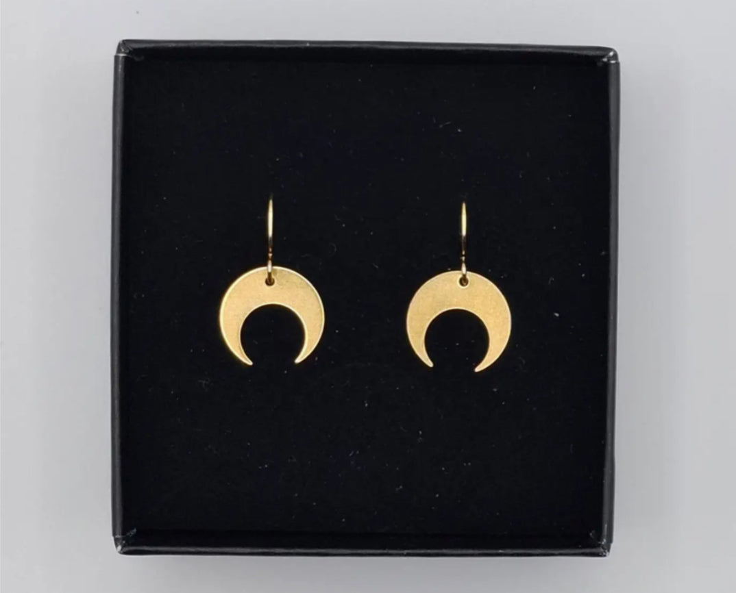 AURALINA BRASS CRESENT EARRINGS
