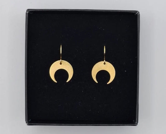 AURALINA BRASS CRESENT EARRINGS