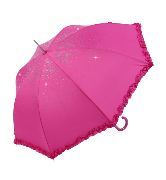 FUSCHIA CRYSTAL FRILL UMBRELLA - CLICK ‘N COLLECT