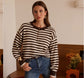 BUTTON STRIPE KNIT - 8-14/16 - CHOCOLATE