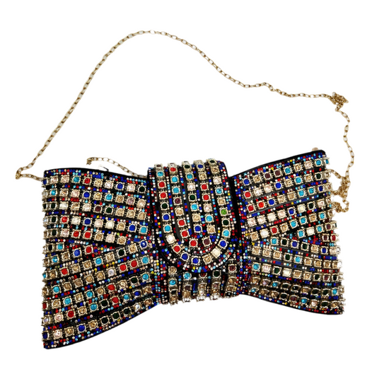 RHINESTONE BOW EVENING BAG