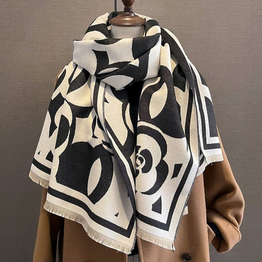 CAMELIA SCARF - BLACK/CREAM