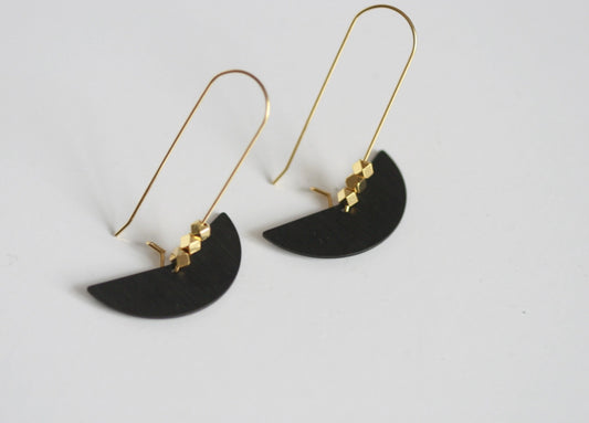 KAIKO - MOON STATEMENT EARRINGS- 16K GOLD PLATED BRASS