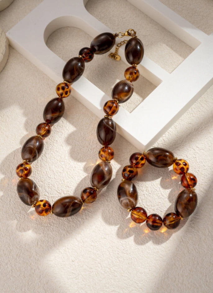 AMBER MARBLED RESIN BRACELET