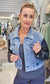 LEATHERETTE SLEEVE DENIM JACKET - 8-14