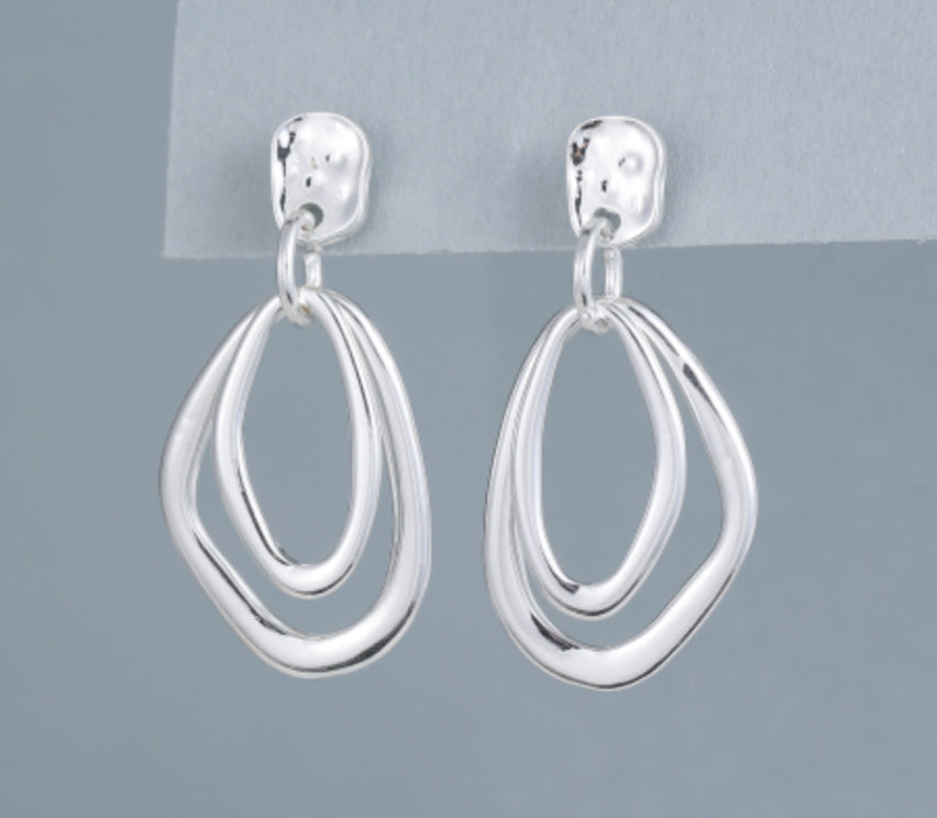 OVAL DROP STUD EARRINGS