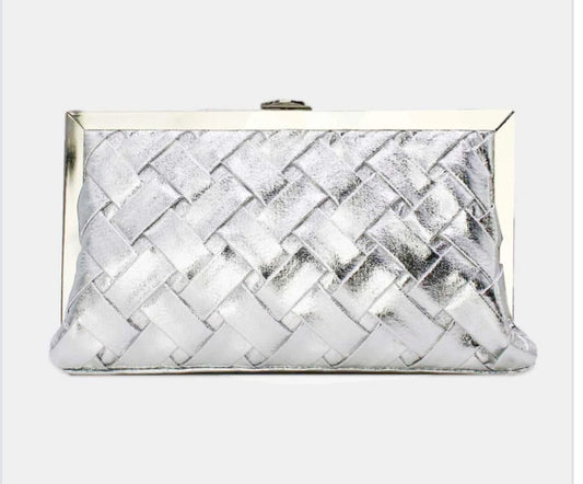 BRAIDED CLUTCH OCCASION BAG - SILVER