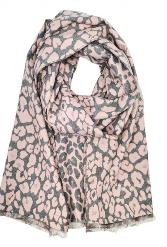 LEOPARD PRINT DOUBLE SIDED SCARF - PINK