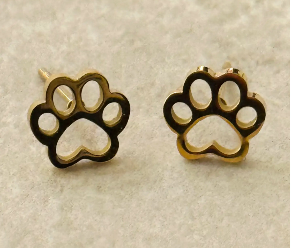 STAINLESS STEEL PAW EARRINGS