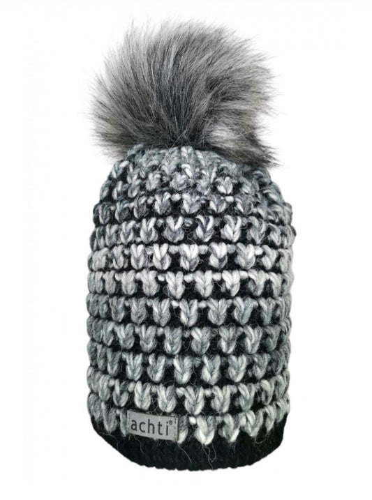 WOOL BLEND FLEECE LINED HAT WITH REMOVABLE POM - BLACK