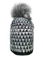 WOOL BLEND FLEECE LINED HAT WITH REMOVABLE POM - BLACK