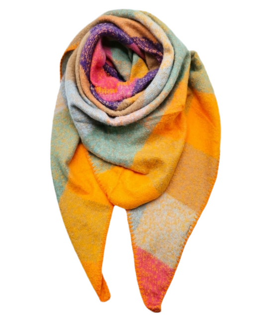 CHECK TRIANGULAR SCARF