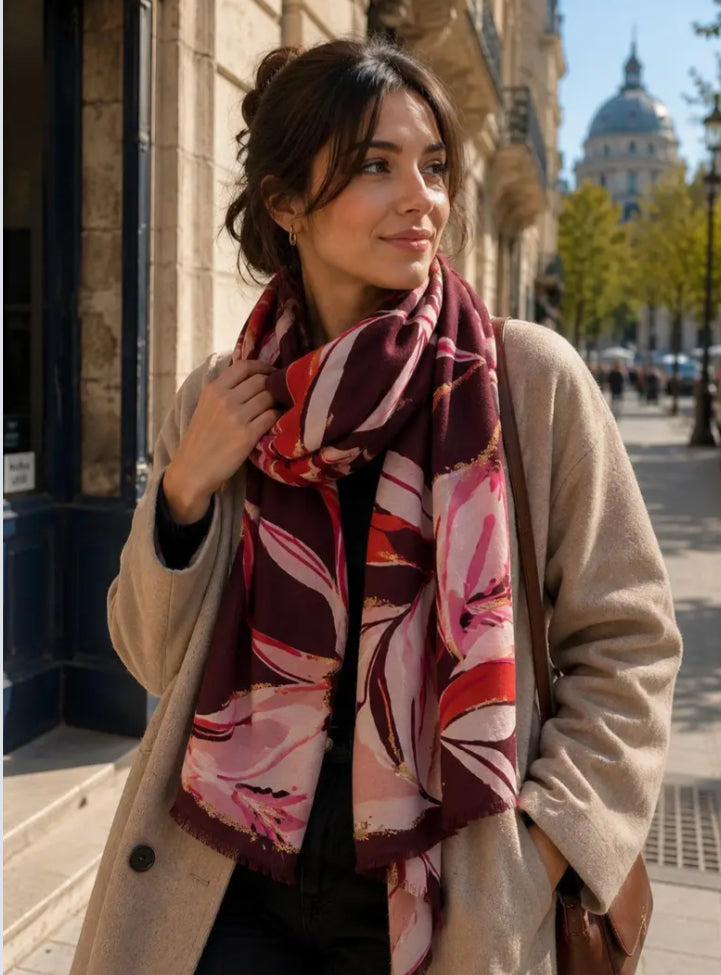 FLORAL FOIL PRINT SCARF