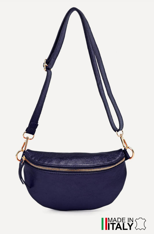 METALLIC LEATHER SLING CROSSBODY