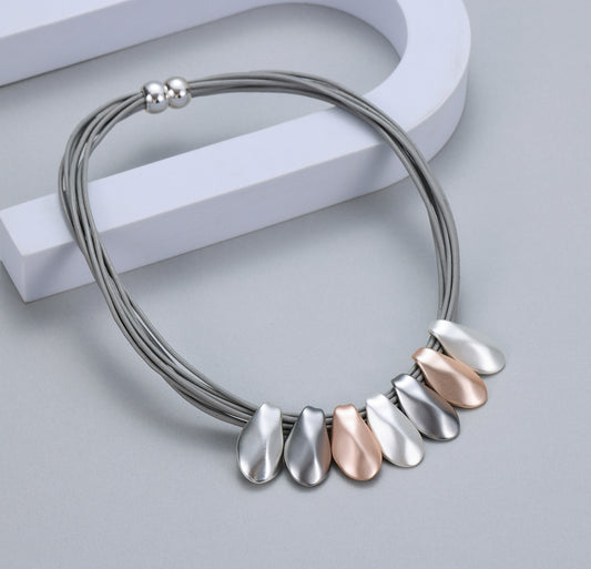 MAGNETIC MATT SILVER & ROSE GOLD NECKLACE