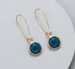 CIRCLE LONG CRYSTAL EARRINGS- TEAL