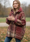 CHECK DOWN FILLED COAT - 12-18 -BURGUNDY