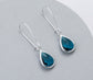 TEAR DROP LONG CRYSTAL EARRINGS - TEAL