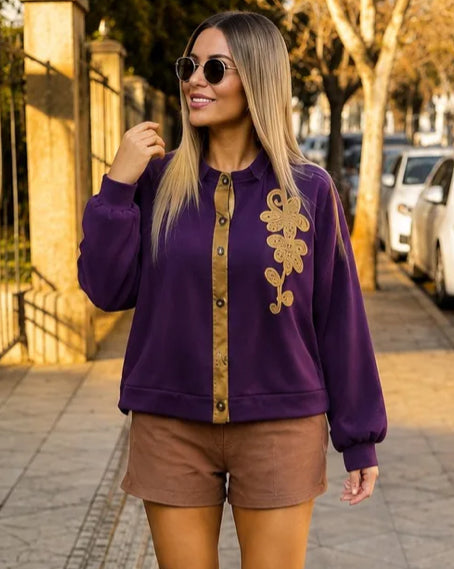 TAPEWORK CARDI - 10-16 - PURPLE