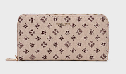 LOGO ZIP WALLET - BEIGE