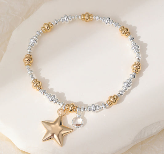 STAR STRETCH BRACELET - MIXED METAL