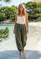 LINEN CUFFED PALAZZO - 10-16 - KHAKI