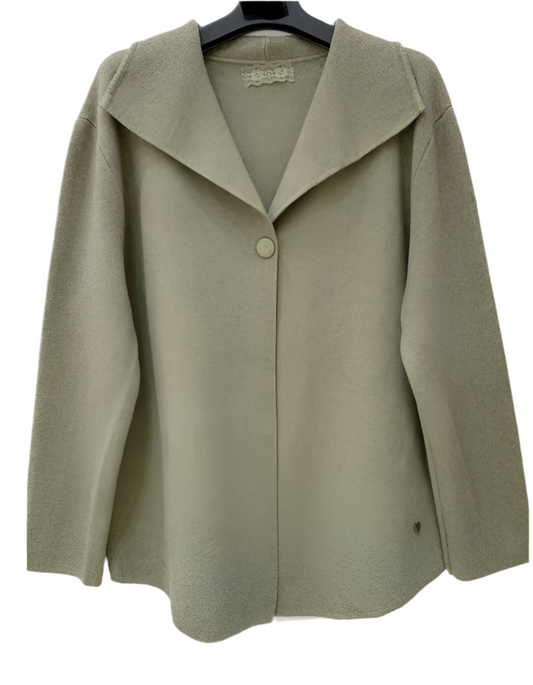 WIDE COLLAR KNIT CARDI - 10-16 - KHAKI