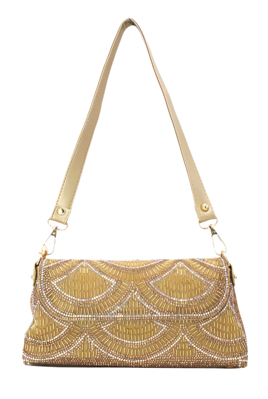 GOLD BEADED EVENING BAG