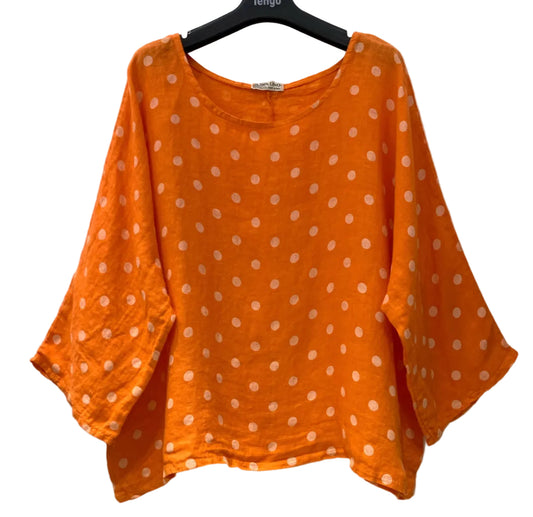 LINEN POLKA TOP - 10-16