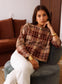CHECK GOLD BUTTON JACKET - 10-14 - BURGUNDY