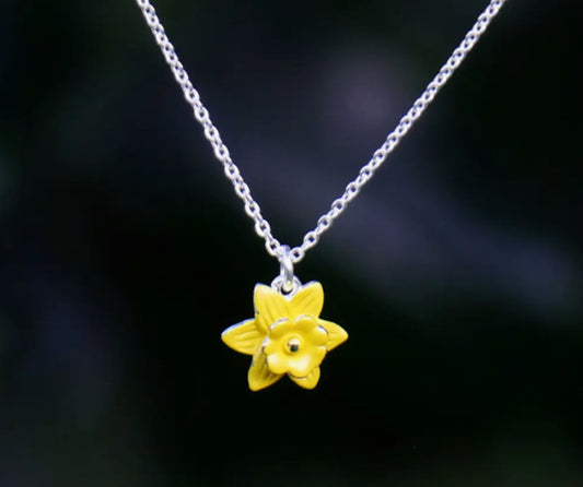 DAFFODIL SILVER PLATED HAND ENAMELLED NECKLACE