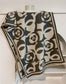 COTTON BLEND COSY CAMELIA PRINT SCARF - CHARCOAL/CREAM