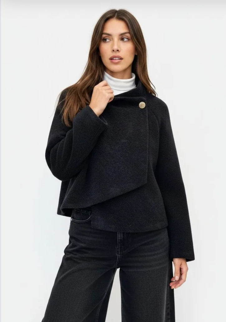 SIDE TIE COAT - 10-16 - BLACK