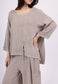 COTTON/LINEN BLEND DIP HEM TOP - 10-16 - TAUPE