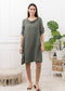 COWL BUTTON DETAIL LINEN DRESS - 10-16 - KHAKI