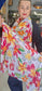 COTTON BLEND FLORAL SCARF - ORANGE