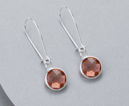 CIRCLE LONG CRYSTAL EARRINGS- AMBER