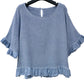 FRILL TRIM COTTON LINEN TOP - 10-16