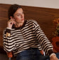 BUTTON STRIPE KNIT - 8-14/16 - CHOCOLATE