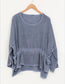 COTTON LINEN RUCHED TOP - 10-16 - BLUE
