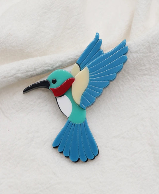 RESIN KINGFISHER PIN BROOCH