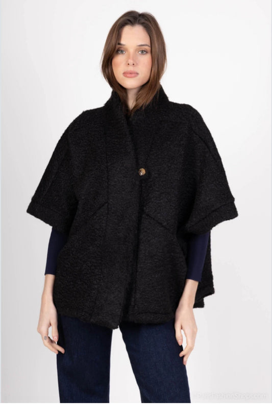 TEDDY BUTTON JACKET - 10-16 - BLACK